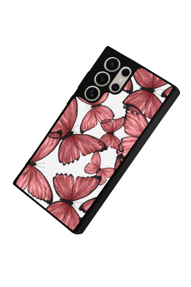 Samsung Galaxy S22 Ultra Uyumlu Kelebek Tasarımlı Glossy Premium Kılıf