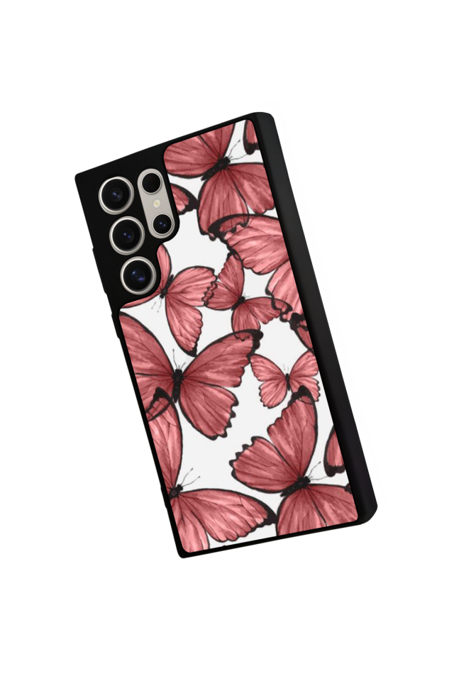 Samsung Galaxy S22 Ultra Uyumlu Kelebek Tasarımlı Glossy Premium Kılıf