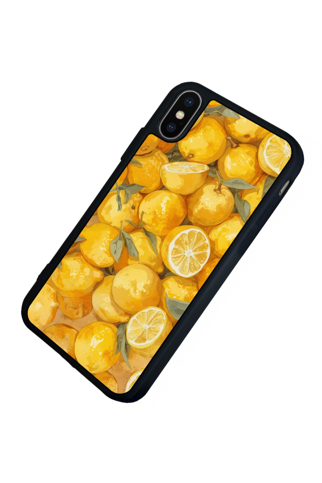 iPhone X/ XS Uyumlu Limon Tasarımlı Glossy Premium Kılıf