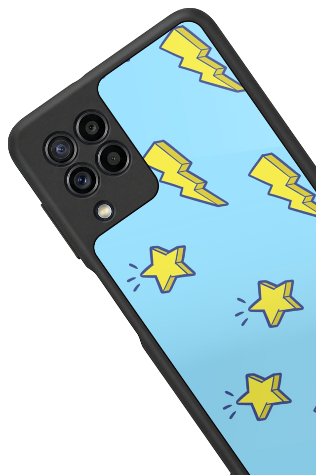 Samsung Galaxy M32 Uyumlu Simsek Tasarımlı Glossy Premium Kılıf