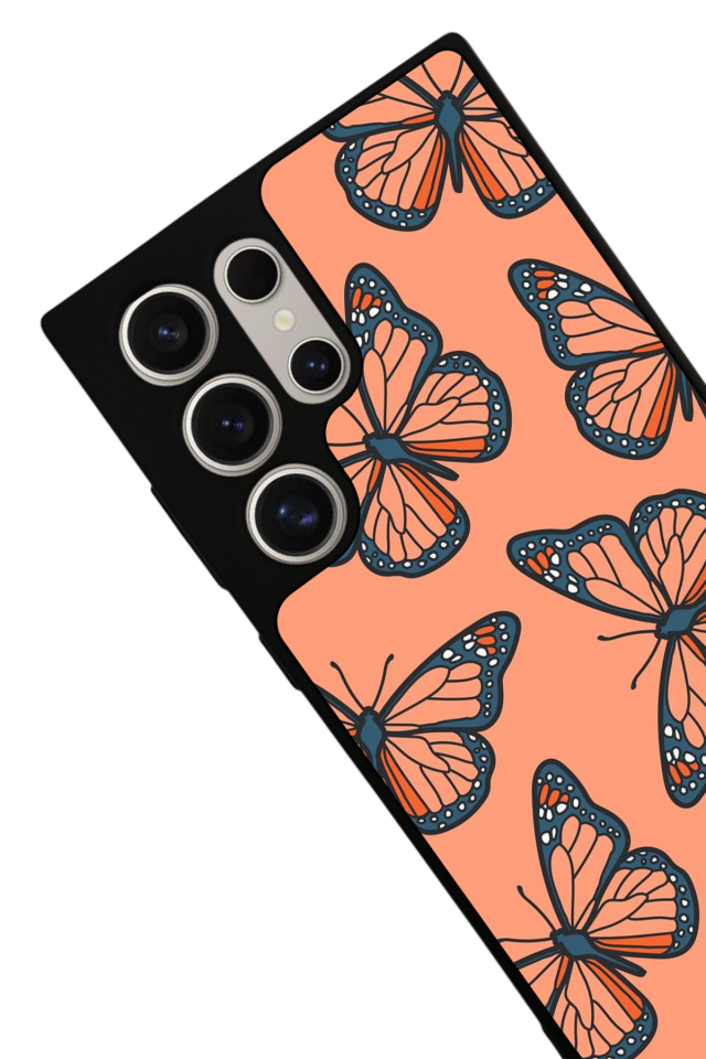 Samsung Galaxy S22 Ultra Uyumlu Kelebek Tasarımlı Glossy Premium Kılıf