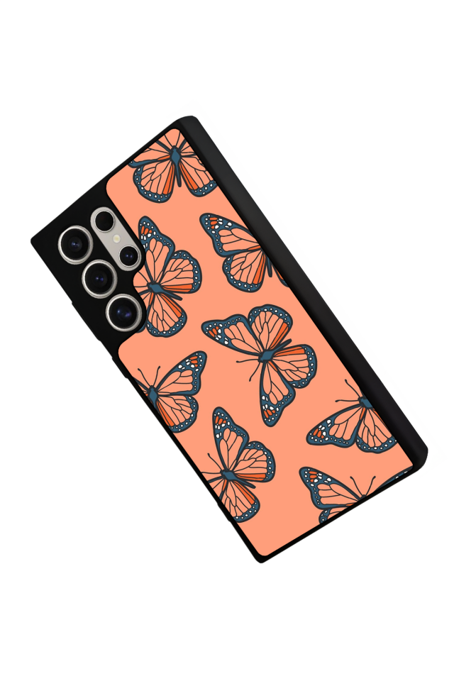 Samsung Galaxy S22 Ultra Uyumlu Kelebek Tasarımlı Glossy Premium Kılıf