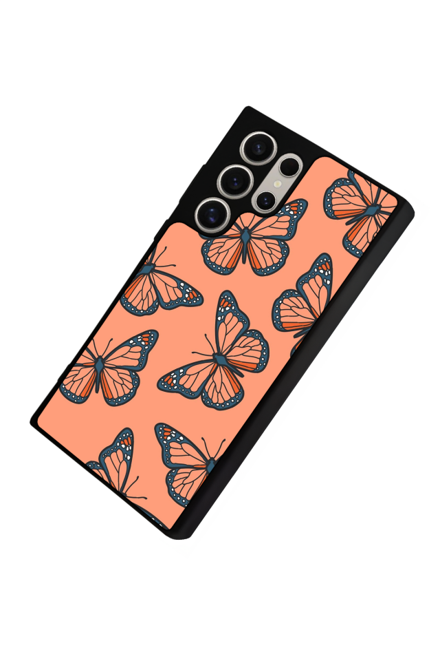 Samsung Galaxy S22 Ultra Uyumlu Kelebek Tasarımlı Glossy Premium Kılıf