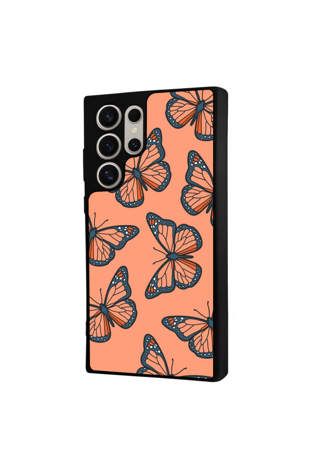 Samsung Galaxy S22 Ultra Uyumlu Kelebek Tasarımlı Glossy Premium Kılıf