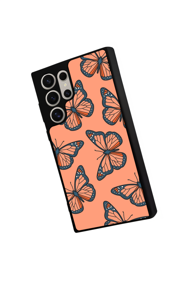 Samsung Galaxy S22 Ultra Uyumlu Kelebek Tasarımlı Glossy Premium Kılıf