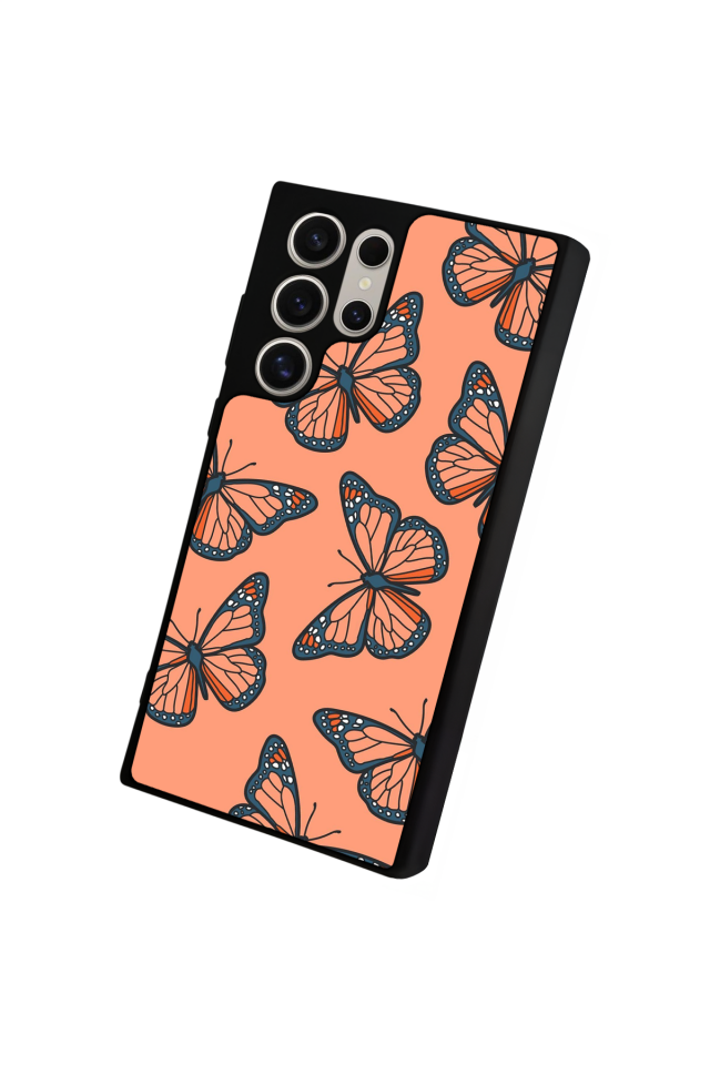 Samsung Galaxy S22 Ultra Uyumlu Kelebek Tasarımlı Glossy Premium Kılıf