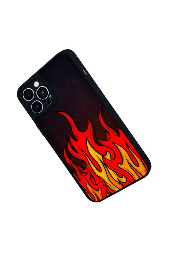 iPhone 13 Pro Max Uyumlu Retro Flame Patterns Tasarımlı Glossy Premium Kılıf