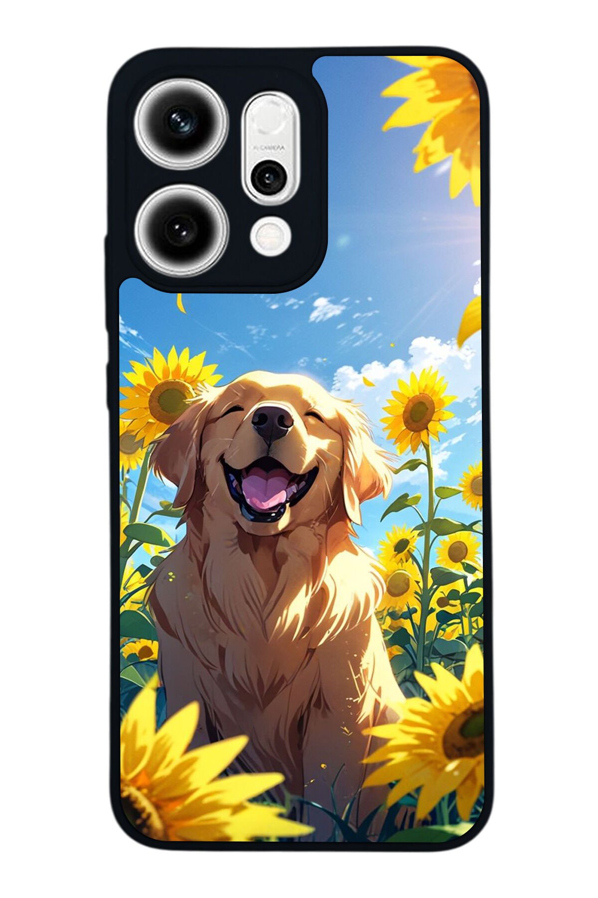Oppo Reno 14 Uyumlu Golden Kopek Tasarımlı Glossy Premium Kılıf