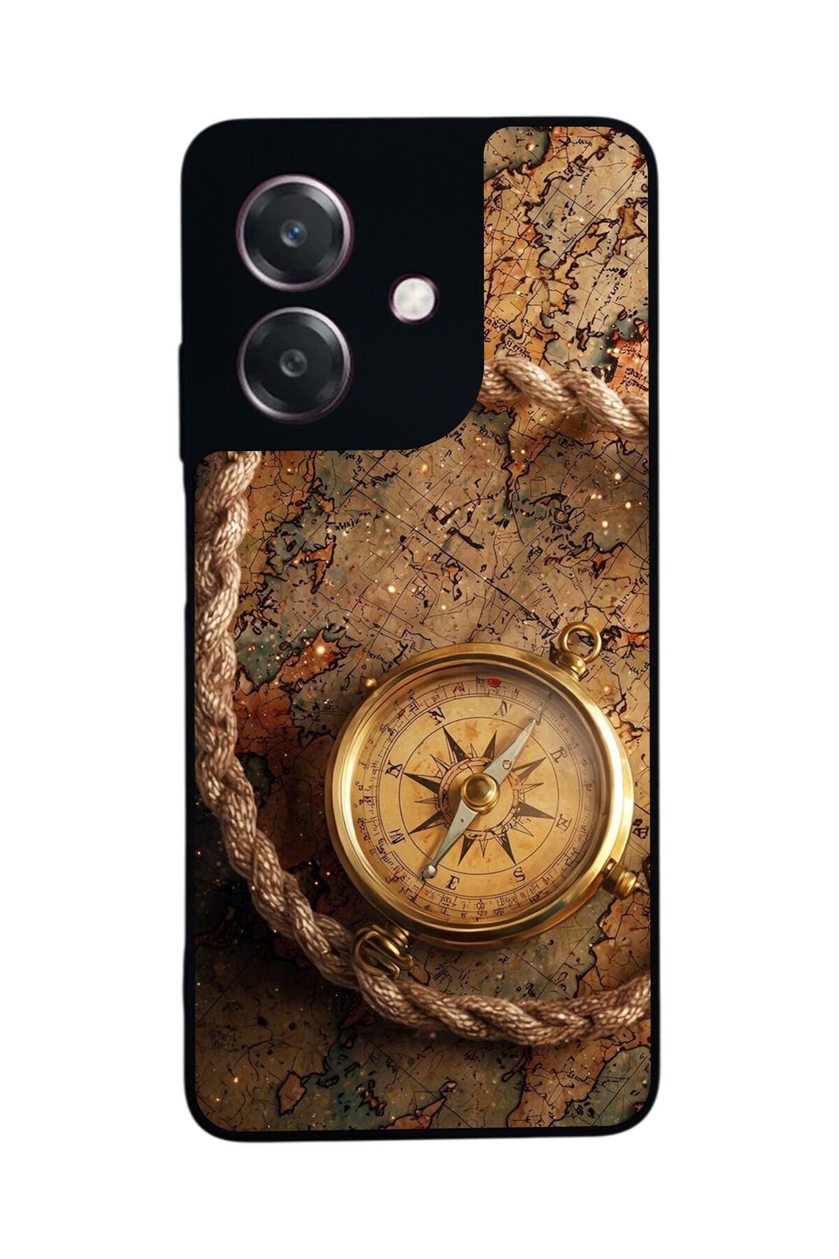 Oppo A3 5G Uyumlu Pusula Tasarımlı Glossy Premium Kılıf
