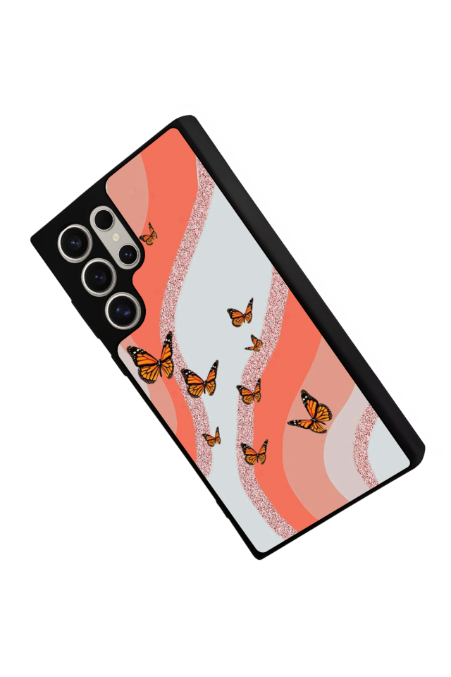 Samsung Galaxy S22 Ultra Uyumlu Kelebek Tasarımlı Glossy Premium Kılıf