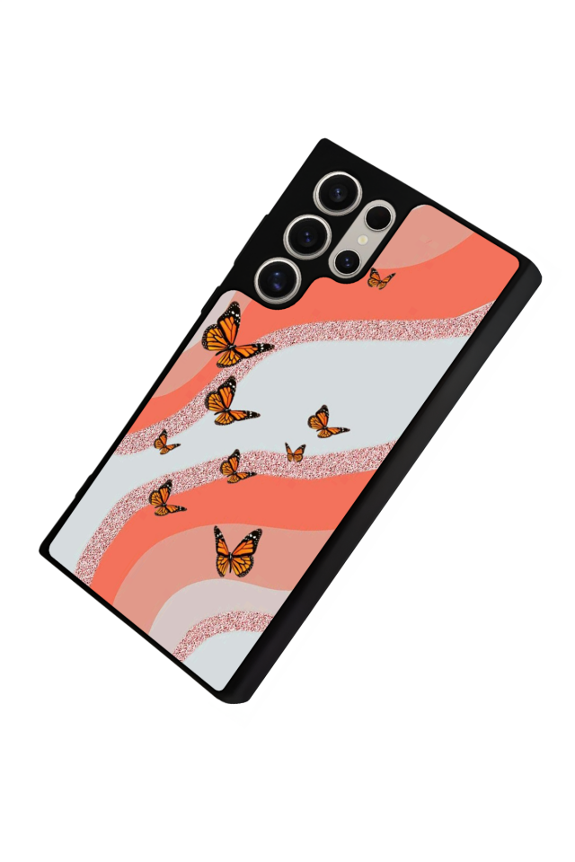 Samsung Galaxy S22 Ultra Uyumlu Kelebek Tasarımlı Glossy Premium Kılıf