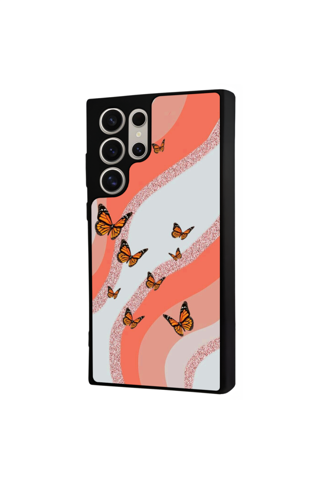 Samsung Galaxy S22 Ultra Uyumlu Kelebek Tasarımlı Glossy Premium Kılıf