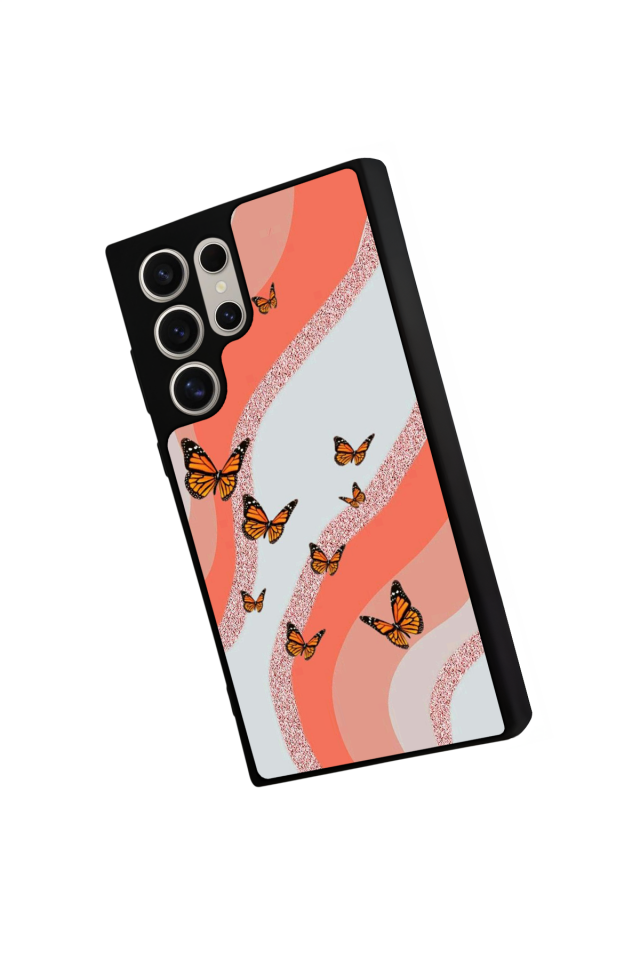 Samsung Galaxy S22 Ultra Uyumlu Kelebek Tasarımlı Glossy Premium Kılıf