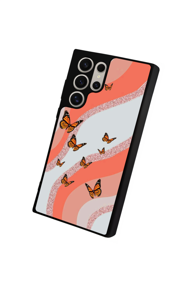 Samsung Galaxy S22 Ultra Uyumlu Kelebek Tasarımlı Glossy Premium Kılıf