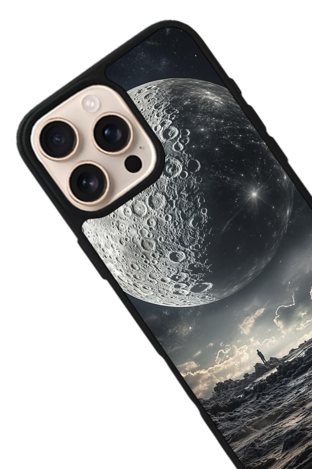 iPhone 16 Pro Uyumlu Ay Tasarımlı Glossy Premium Kılıf