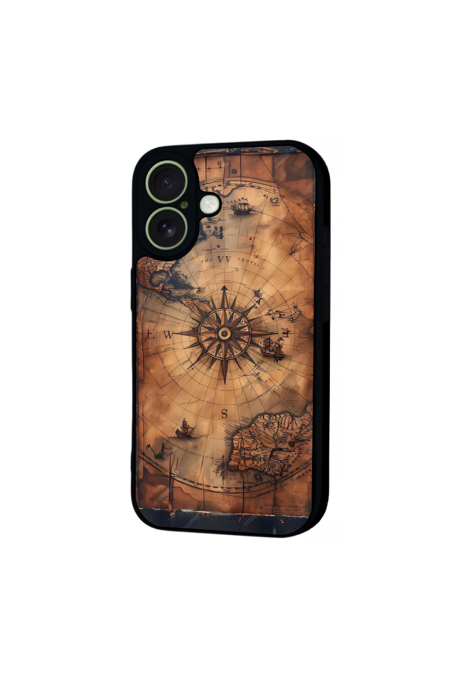 iPhone 17 Uyumlu Harita Tasarımlı Glossy Premium Kılıf