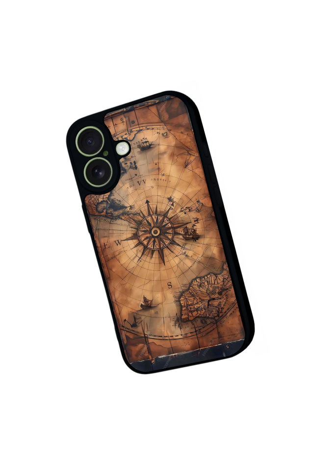 iPhone 17 Uyumlu Harita Tasarımlı Glossy Premium Kılıf