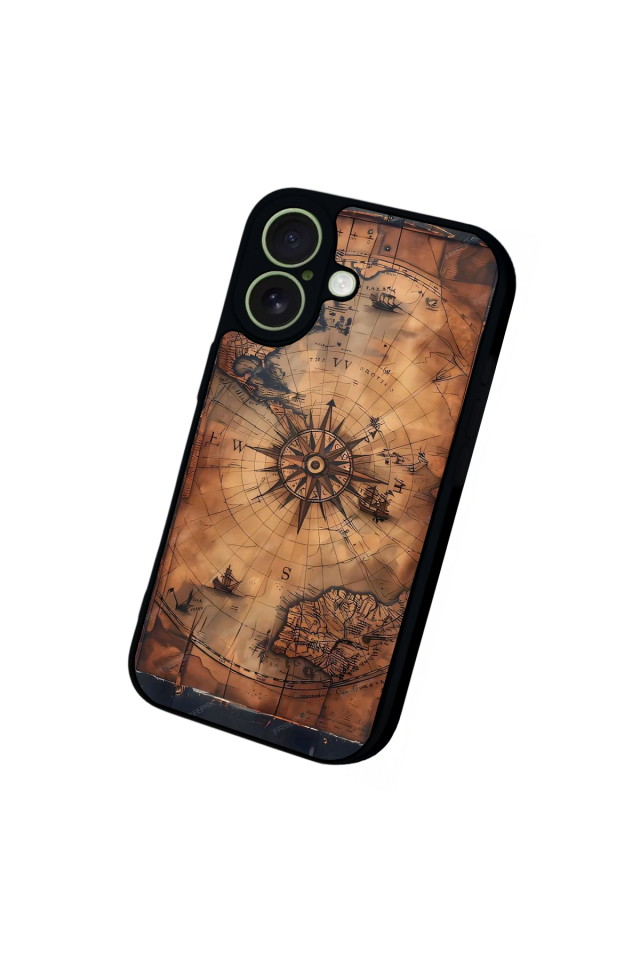 iPhone 17 Uyumlu Harita Tasarımlı Glossy Premium Kılıf