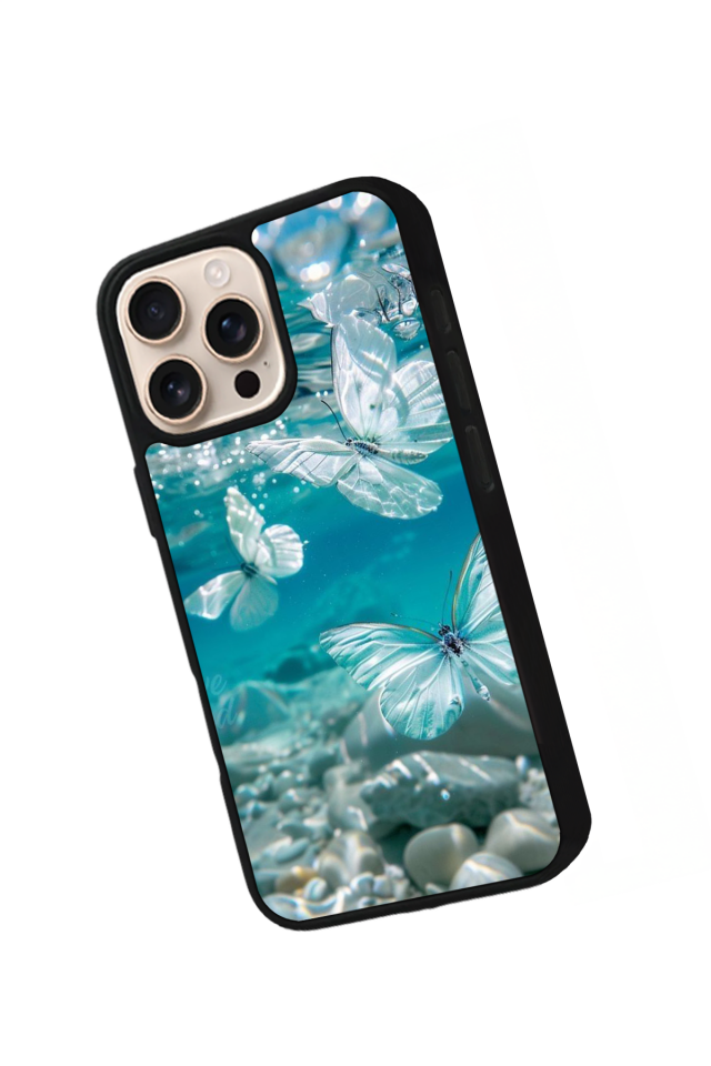 iPhone 16 Pro Max Uyumlu Kelebek Tasarımlı Glossy Premium Kılıf