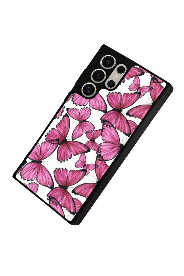 Samsung Galaxy S22 Ultra Uyumlu Kelebek Tasarımlı Glossy Premium Kılıf