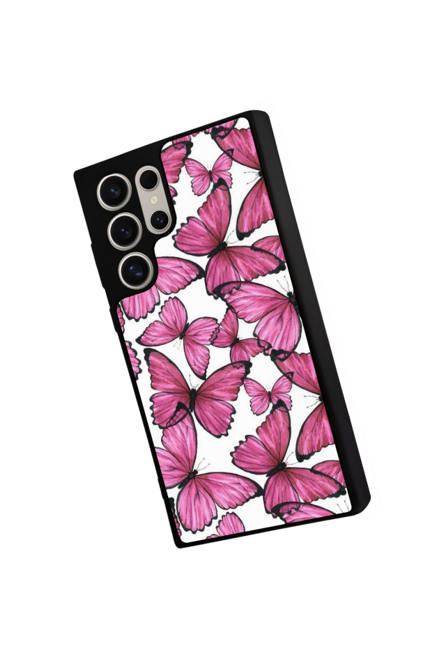 Samsung Galaxy S22 Ultra Uyumlu Kelebek Tasarımlı Glossy Premium Kılıf