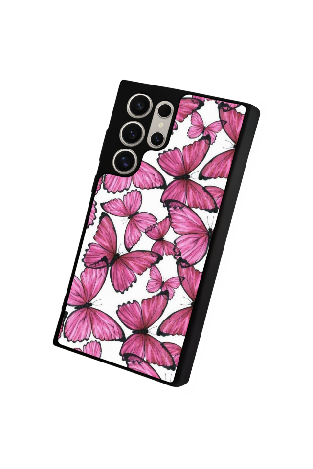 Samsung Galaxy S22 Ultra Uyumlu Kelebek Tasarımlı Glossy Premium Kılıf