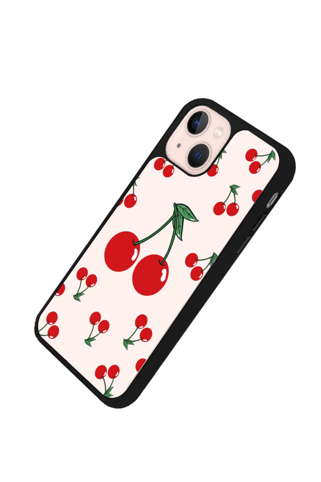 iPhone 15 Plus Uyumlu Kiraz Tasarımlı Glossy Premium Kılıf