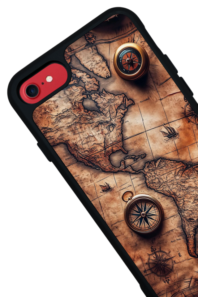 iPhone 7 Uyumlu Harita Tasarımlı Glossy Premium Kılıf