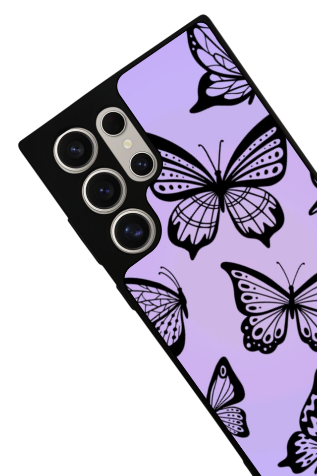 Samsung Galaxy S22 Ultra Uyumlu Kelebek Tasarımlı Glossy Premium Kılıf