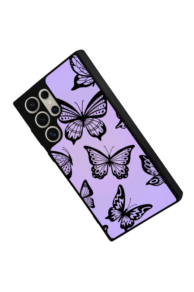 Samsung Galaxy S22 Ultra Uyumlu Kelebek Tasarımlı Glossy Premium Kılıf