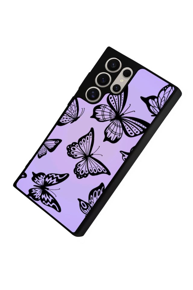 Samsung Galaxy S22 Ultra Uyumlu Kelebek Tasarımlı Glossy Premium Kılıf