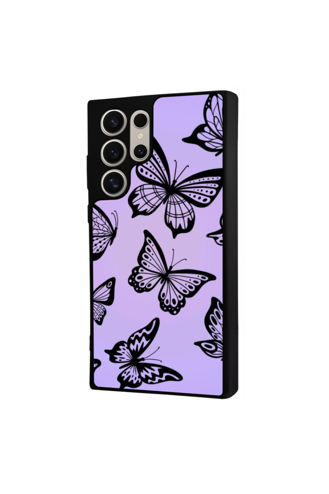 Samsung Galaxy S22 Ultra Uyumlu Kelebek Tasarımlı Glossy Premium Kılıf