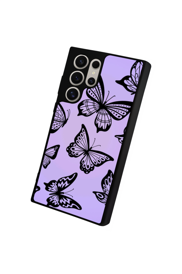 Samsung Galaxy S22 Ultra Uyumlu Kelebek Tasarımlı Glossy Premium Kılıf