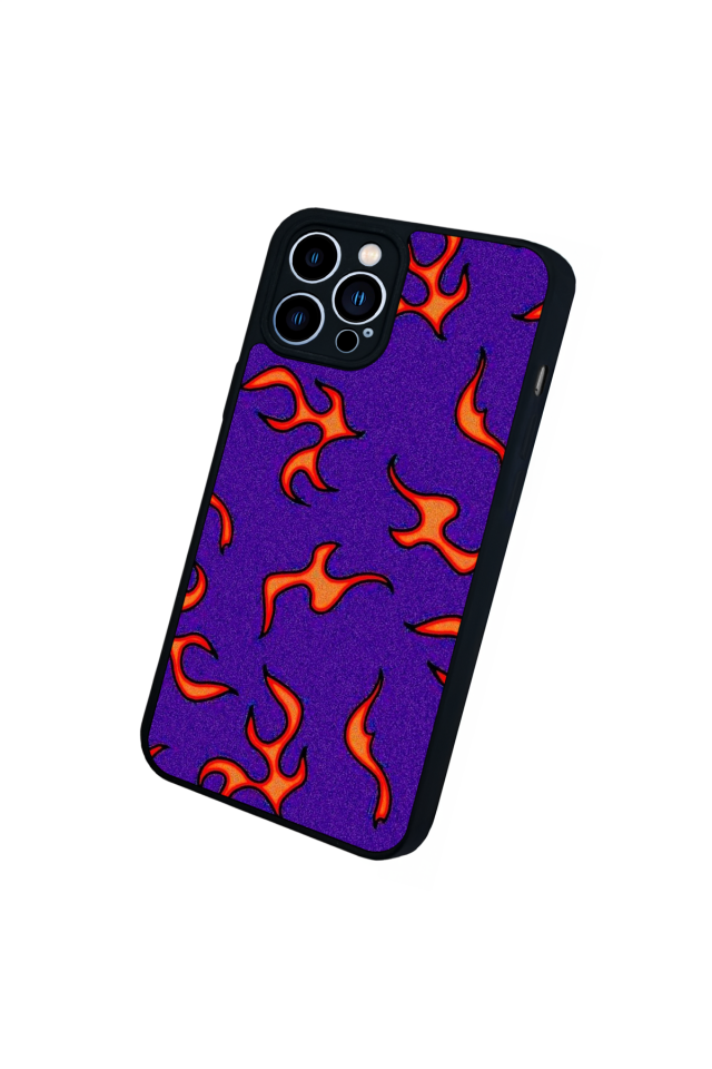 iPhone 13 Pro Max Uyumlu Retro Flame Patterns Tasarımlı Glossy Premium Kılıf