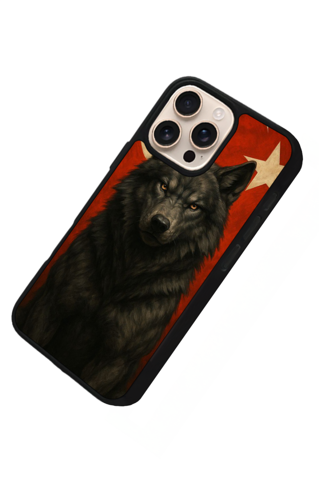 iPhone 14 Pro Uyumlu Bozkurt Tasarımlı Glossy Premium Kılıf