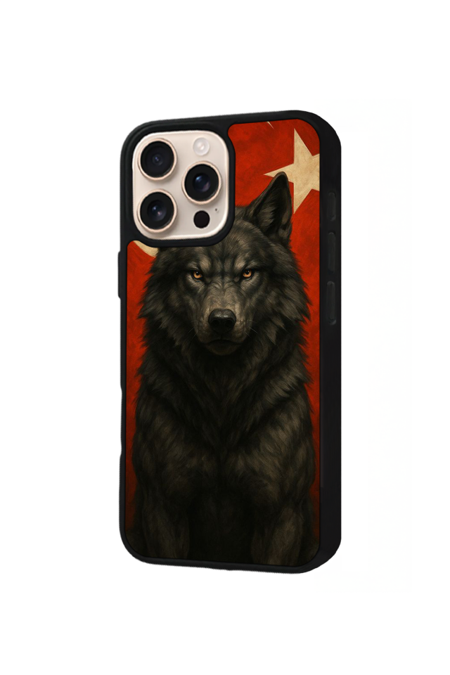 iPhone 14 Pro Uyumlu Bozkurt Tasarımlı Glossy Premium Kılıf