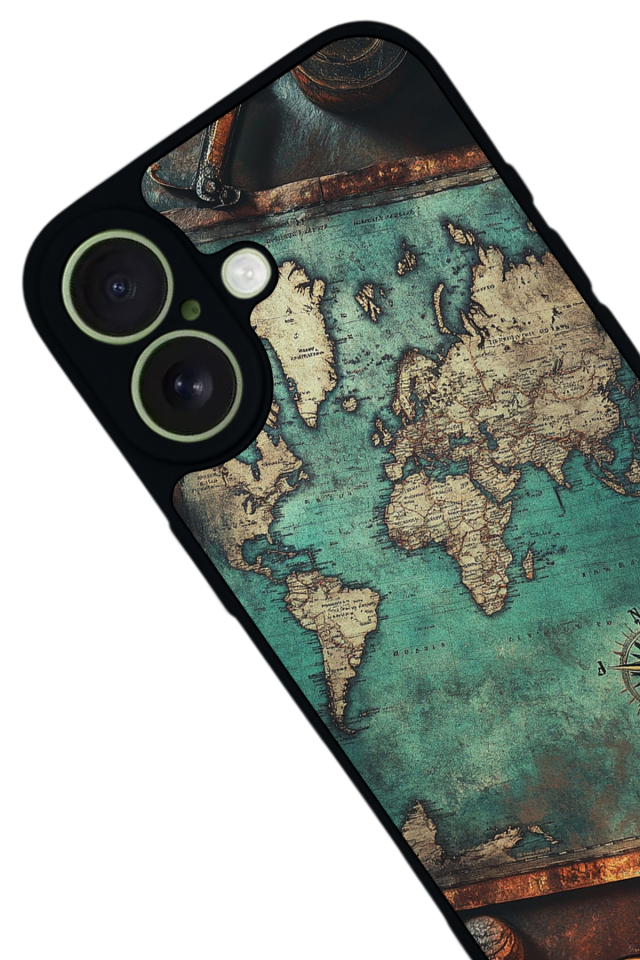 iPhone 17 Uyumlu Harita Tasarımlı Glossy Premium Kılıf
