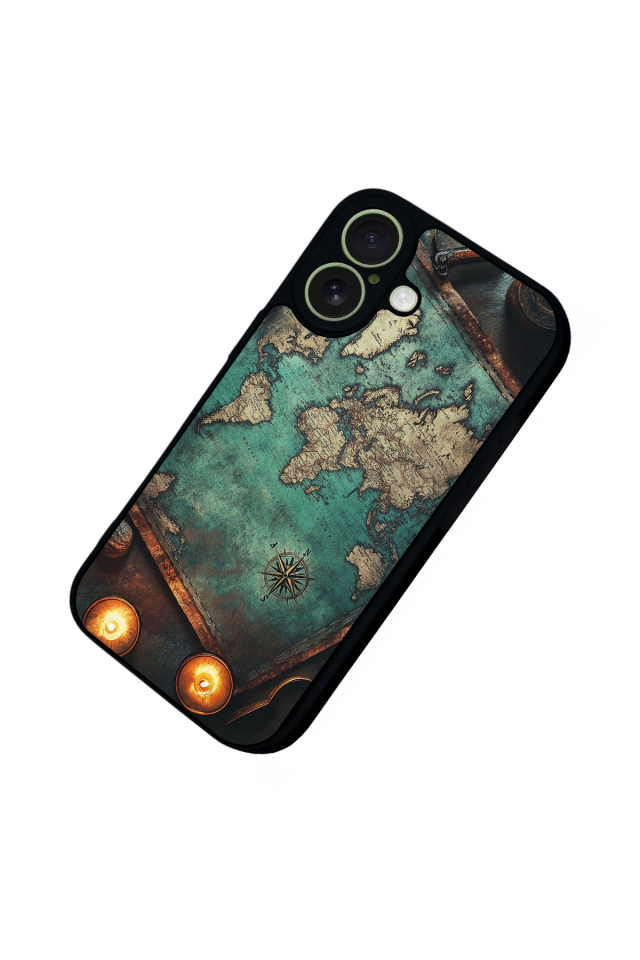 iPhone 17 Uyumlu Harita Tasarımlı Glossy Premium Kılıf