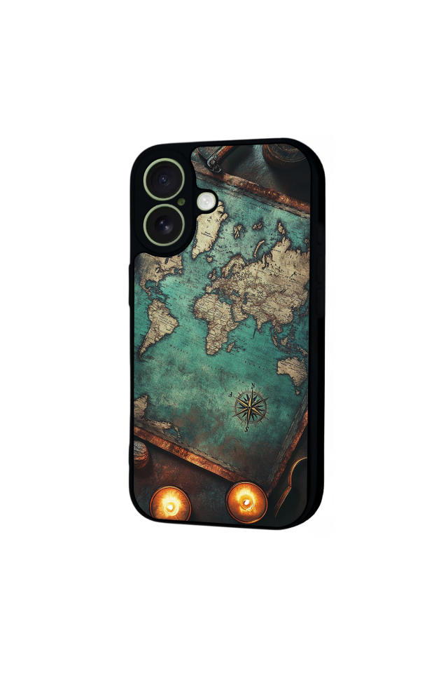 iPhone 17 Uyumlu Harita Tasarımlı Glossy Premium Kılıf