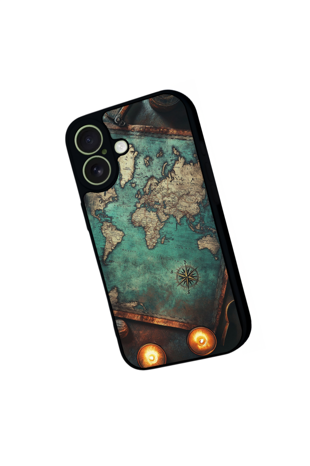 iPhone 17 Uyumlu Harita Tasarımlı Glossy Premium Kılıf