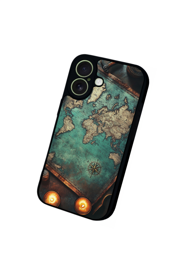 iPhone 17 Uyumlu Harita Tasarımlı Glossy Premium Kılıf