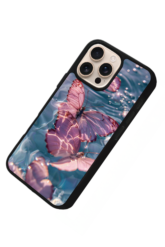 iPhone 16 Pro Max Uyumlu Kelebek Tasarımlı Glossy Premium Kılıf