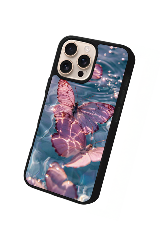 iPhone 16 Pro Max Uyumlu Kelebek Tasarımlı Glossy Premium Kılıf