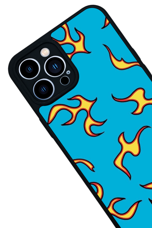 iPhone 13 Pro Max Uyumlu Retro Flame Patterns Tasarımlı Glossy Premium Kılıf