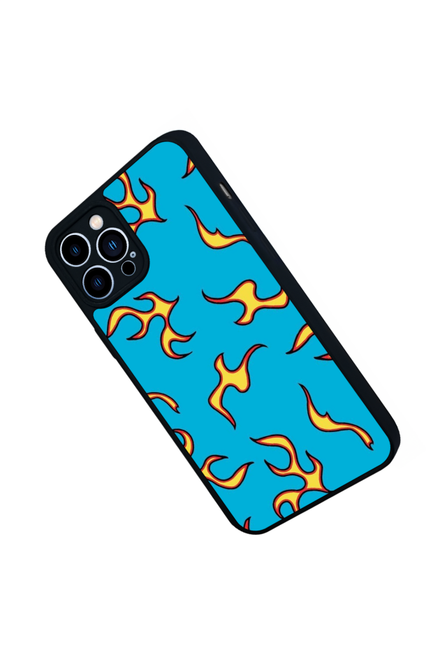 iPhone 13 Pro Max Uyumlu Retro Flame Patterns Tasarımlı Glossy Premium Kılıf