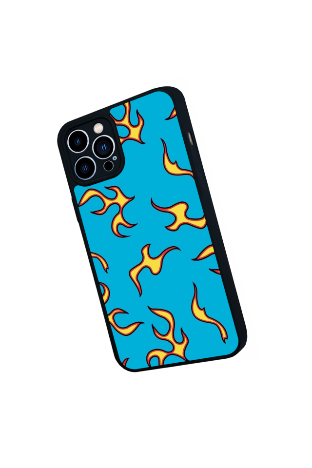 iPhone 13 Pro Max Uyumlu Retro Flame Patterns Tasarımlı Glossy Premium Kılıf