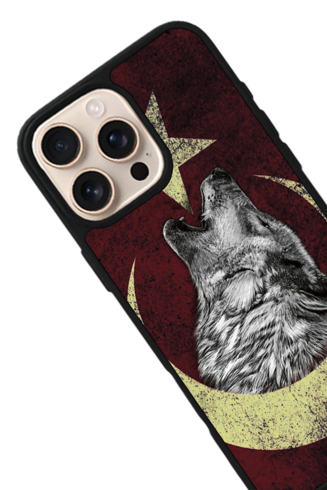 iPhone 14 Pro Uyumlu Bozkurt Tasarımlı Glossy Premium Kılıf