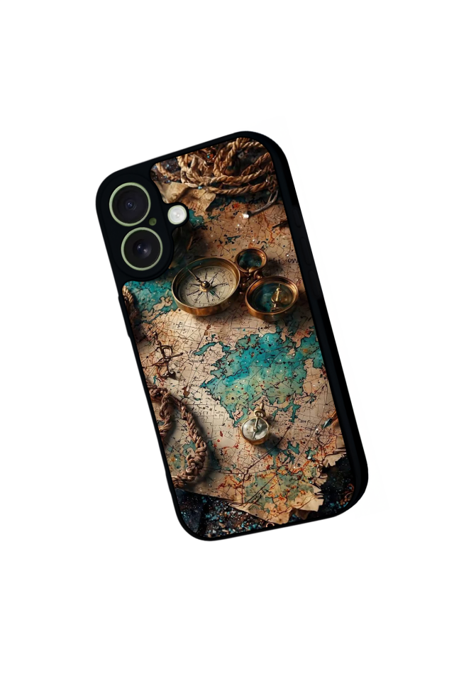 iPhone 17 Uyumlu Harita Tasarımlı Glossy Premium Kılıf