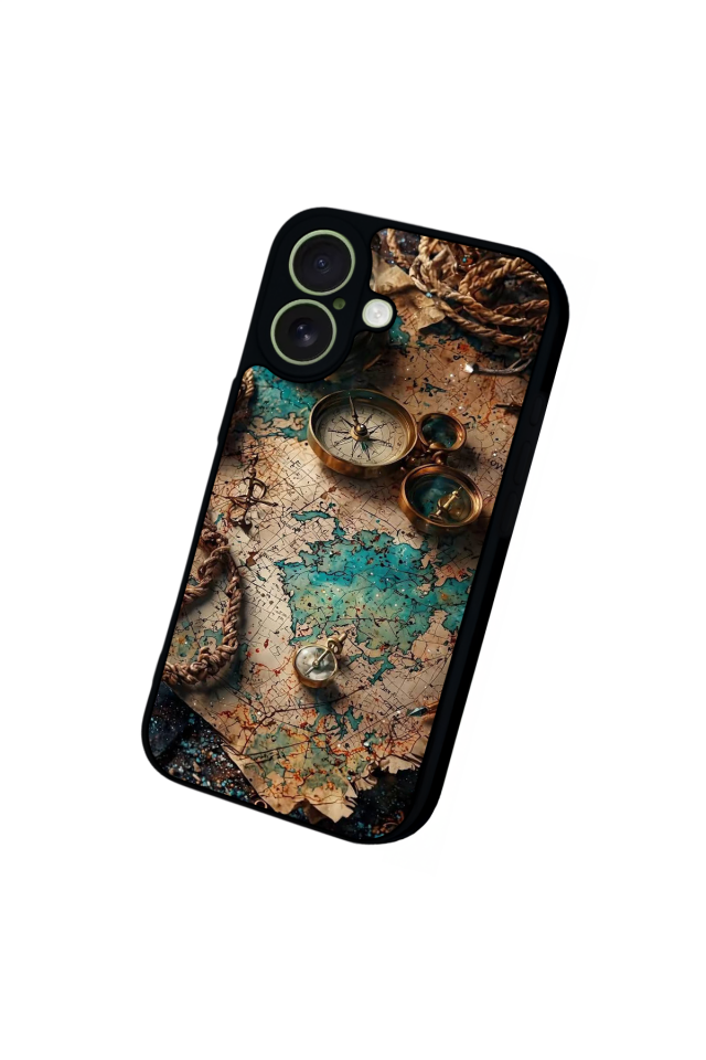 iPhone 17 Uyumlu Harita Tasarımlı Glossy Premium Kılıf