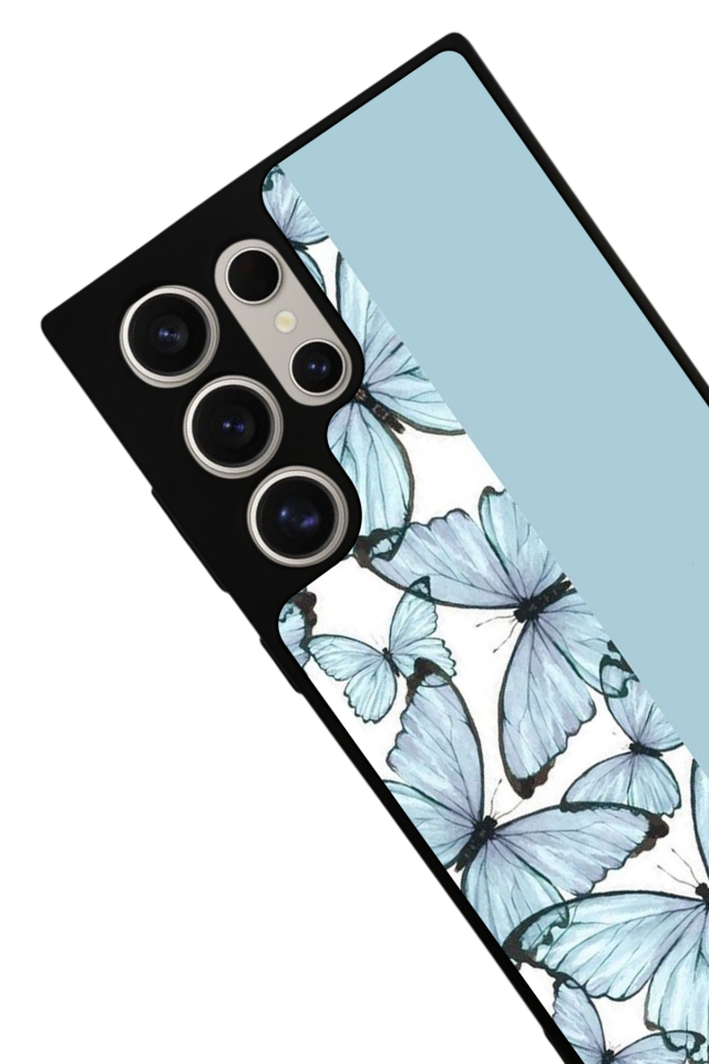 Samsung Galaxy S22 Ultra Uyumlu Kelebek Tasarımlı Glossy Premium Kılıf